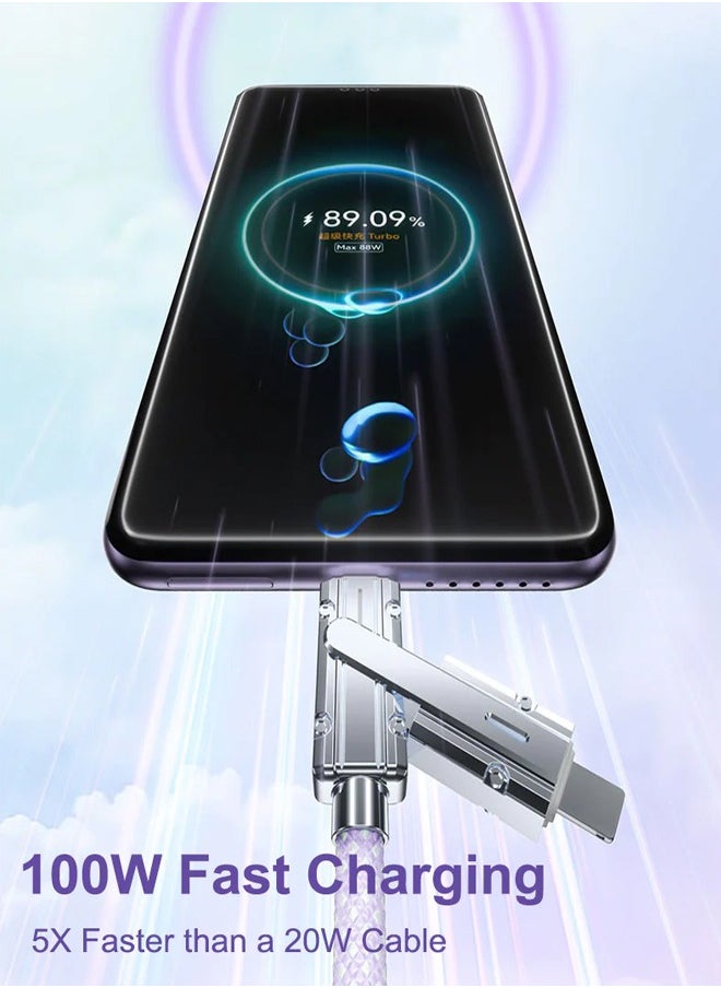 Royee - 4 in 1 Fast Charging Cable 100W USB C Charger Cord 1M Combo Lightning Type C USB A Ports - Image 1