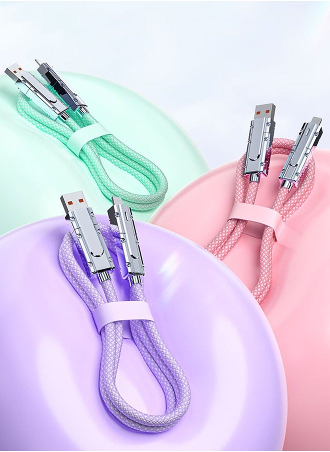 Royee - 4 in 1 Fast Charging Cable 100W USB C Charger Cord 1M Combo Lightning Type C USB A Ports - Image 1