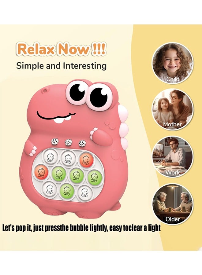 Pop Game Light Up Fidget Toy, Quick Push Game, Decompression Breakthrough Puzzle Pop Game Machine, Multiple Game Modes Toy for Kids Ages 3+ Adult, Pink Dinosaur - Image 3