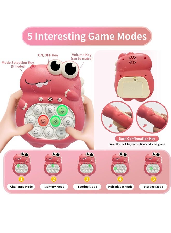 Pop Game Light Up Fidget Toy, Quick Push Game, Decompression Breakthrough Puzzle Pop Game Machine, Multiple Game Modes Toy for Kids Ages 3+ Adult, Pink Dinosaur - Image 4