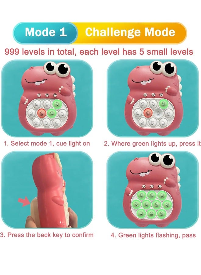 Pop Game Light Up Fidget Toy, Quick Push Game, Decompression Breakthrough Puzzle Pop Game Machine, Multiple Game Modes Toy for Kids Ages 3+ Adult, Pink Dinosaur - Image 5