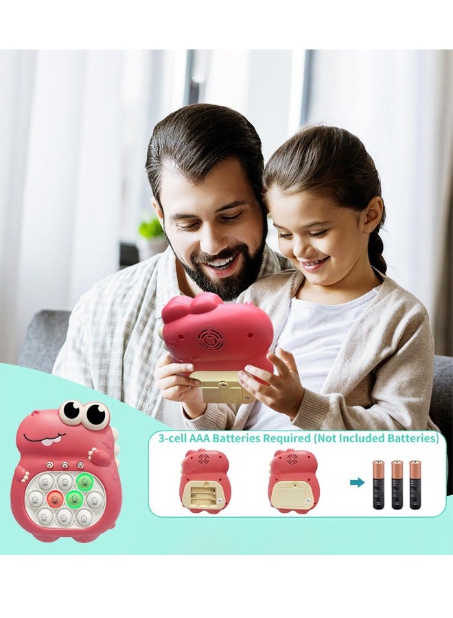 Pop Game Light Up Fidget Toy, Quick Push Game, Decompression Breakthrough Puzzle Pop Game Machine, Multiple Game Modes Toy for Kids Ages 3+ Adult, Pink Dinosaur - Image 2
