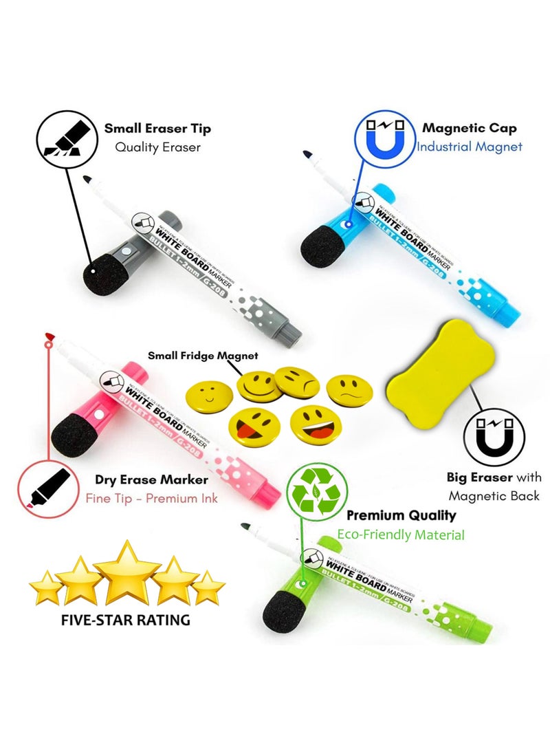 ROBUST Robust Dry Erase Magnetic Weekly planner, 17XI2 Inch With 4 Marker Pens, Magnetic Eraser and 6 Emojis, Stain Resistant Magnetic Whiteboard Calendar For Fridge, Home, Office, Restaurant Organizer.  - Image 2