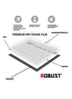 ROBUST مخطط أسبوعي مغناطيسي قوي للمسح الجاف، مقاس 17XI2 بوصة مع 4 أقلام تحديد، وممحاة مغناطيسية و6 رموز تعبيرية، وتقويم سبورة بيضاء مغناطيسية مقاومة للبقع للثلاجة، والمنزل، والمكتب، ومنظم المطاعم.  - Image 4