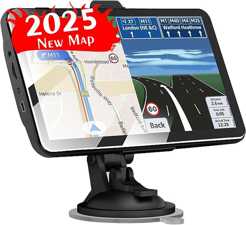 Generic LONGRUF 2025 Car GPS Navigator 2.5D Touchscreen 7inch Car GPS, Truck GPS Commercial Drivers,Real Voice prompts Turn Direction， Speed Limit Warning Speed Camera Alert, Lane Guidance Assist, POI  - Image 1