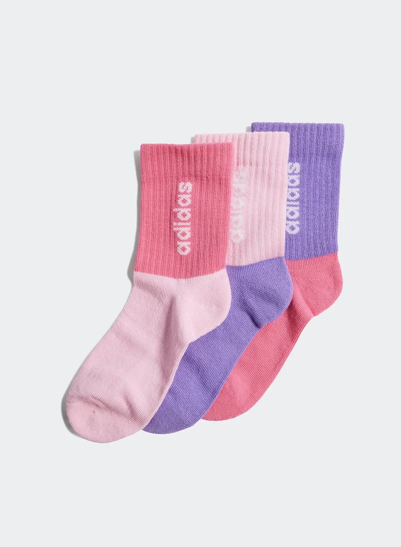 adidas جوارب أطفال يونيسكس طاقم خطي 3 أزواج