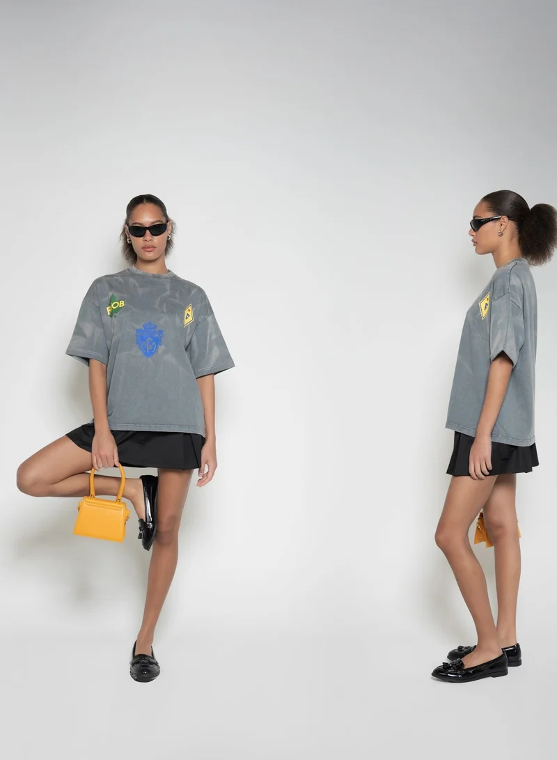 فلاش موب نيشن Grey FM Crest Football Tee