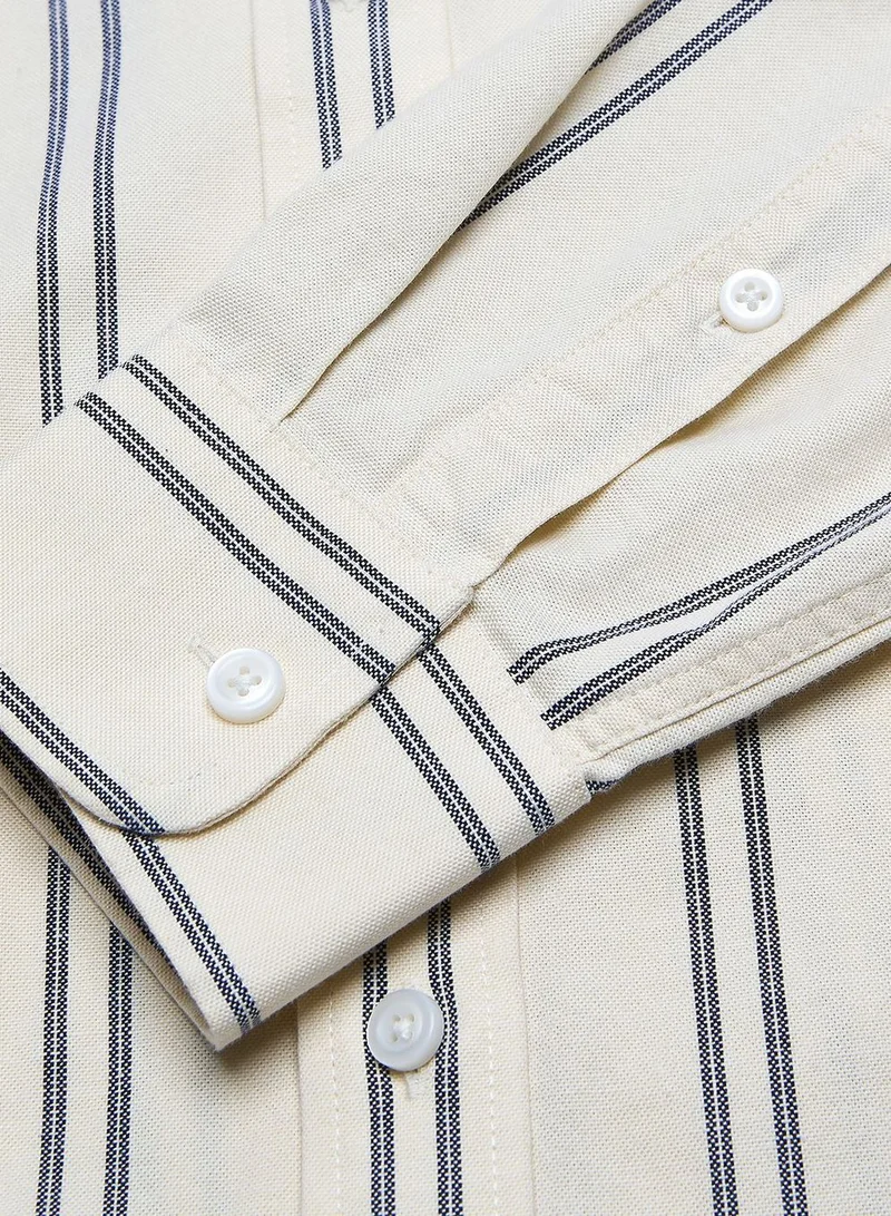 GIORDANO  Men’s Cotton Slim Oxford Shirt with Embroidery for Men | Best Price UAE