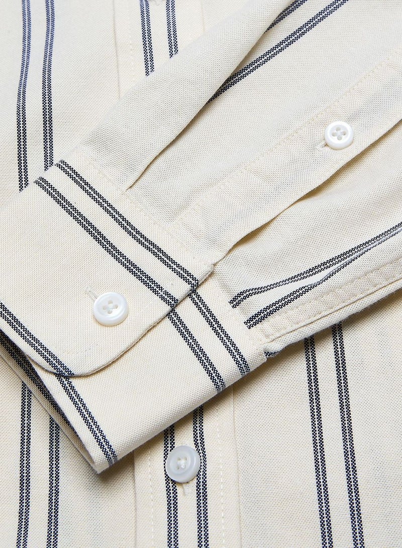 GIORDANO قميص أكسفورد ضيق من القطن للرجال مع تطريز - Image 4