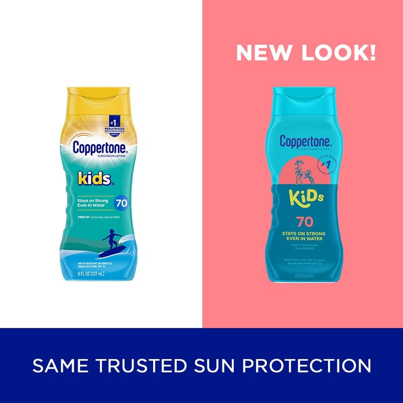 Coppertone لوشن واقي شمس للأطفال من كوبرتون، SPF 70، واقي شمس مقاوم للماء للأطفال، زجاجة 8 أونصات سائلة - Image 2
