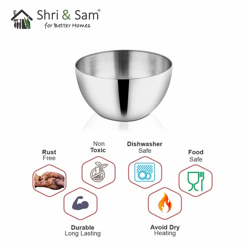 Shri & Sam Shri and Sam Stainless Steel Bowl, 20 cm, Silver  - Image 4