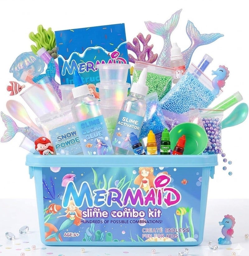 Slant DIY Slime Kit for Kids-Non-Sticky,Soft & Scented to Make Cloud Slime, Foam Slime, Butter Slime, Mermaid Slime & Candy Slime with Charms – Stress Relief Party Favors & Great Gift Idea - Image 1