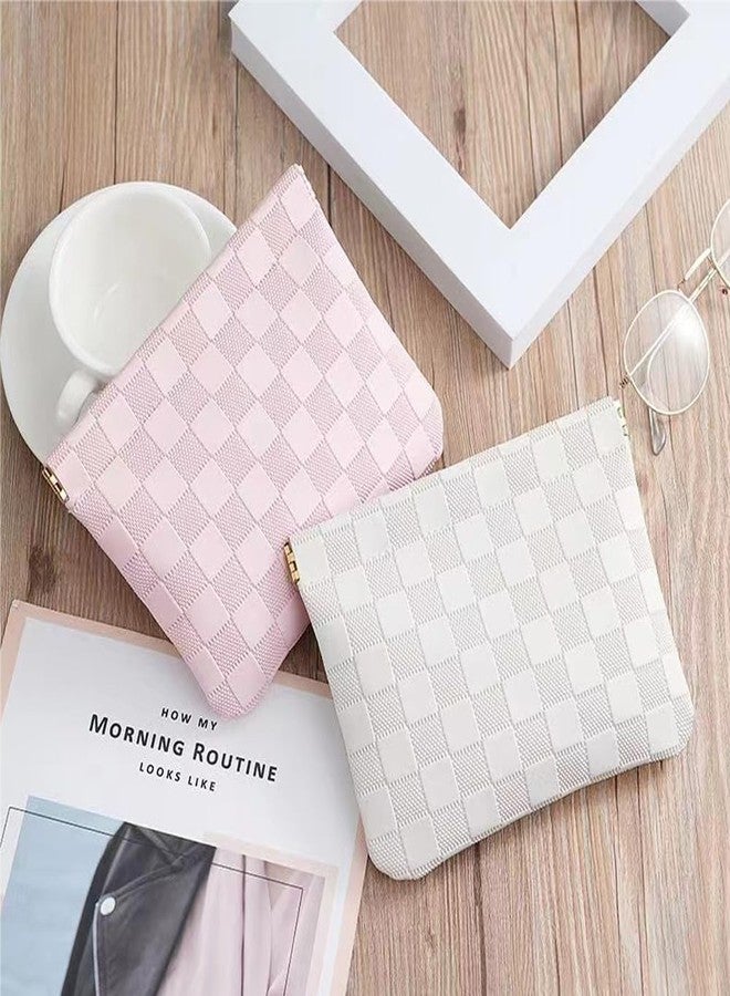 Arvintas 4PCS Small Waterproof Makeup Bag Set for Women, Mini Checkered Cosmetic Bag for Travel Storage bag for Cosmetics Headphones Jewelry - Image 5