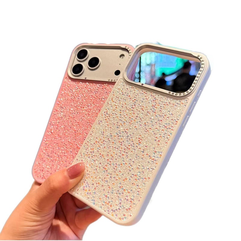 LS غطاء واقي بسيليكون لـ iPhone 14 / 14 Plus / 14 Pro / 14 Pro Max مع حماية من السقوط وبريق الماس مع مقاوم للصدمات مع إطار مرآة مطلي بالكهرباء باللون برتقالي مع مرآة من السيليكون - Image 2