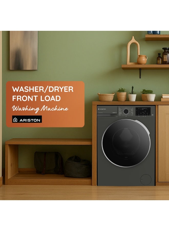 Ariston Freestanding Washer Dryer 10 Kg Wash / 7 Kg Dry, 1400 RPM, Inverter Motor, Steam Function, 15 Programs, Digital Display, Stainless Steel Drum, Manhattan Gray - ARWD107143DMME 10 kg ARWD107143DMME Manhattan Gray - Image 2