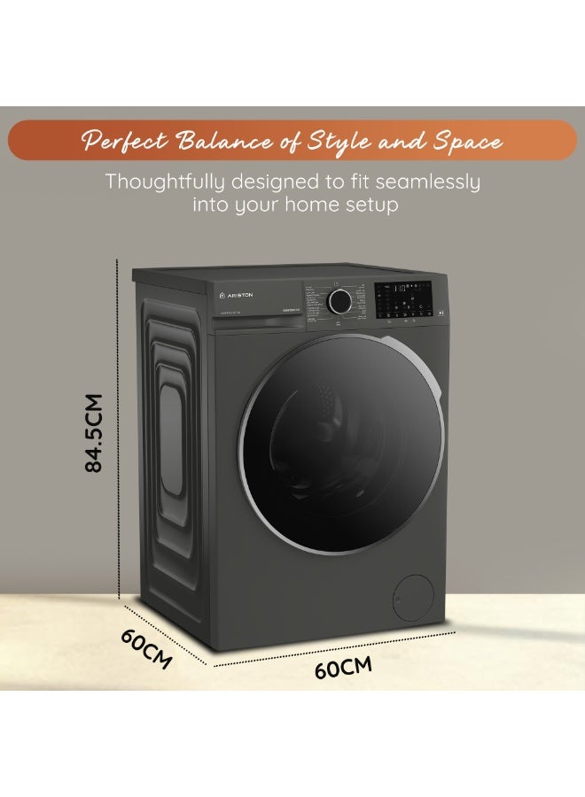 Ariston Freestanding Washer Dryer 10 Kg Wash / 7 Kg Dry, 1400 RPM, Inverter Motor, Steam Function, 15 Programs, Digital Display, Stainless Steel Drum, Manhattan Gray - ARWD107143DMME 10 kg ARWD107143DMME Manhattan Gray - Image 3