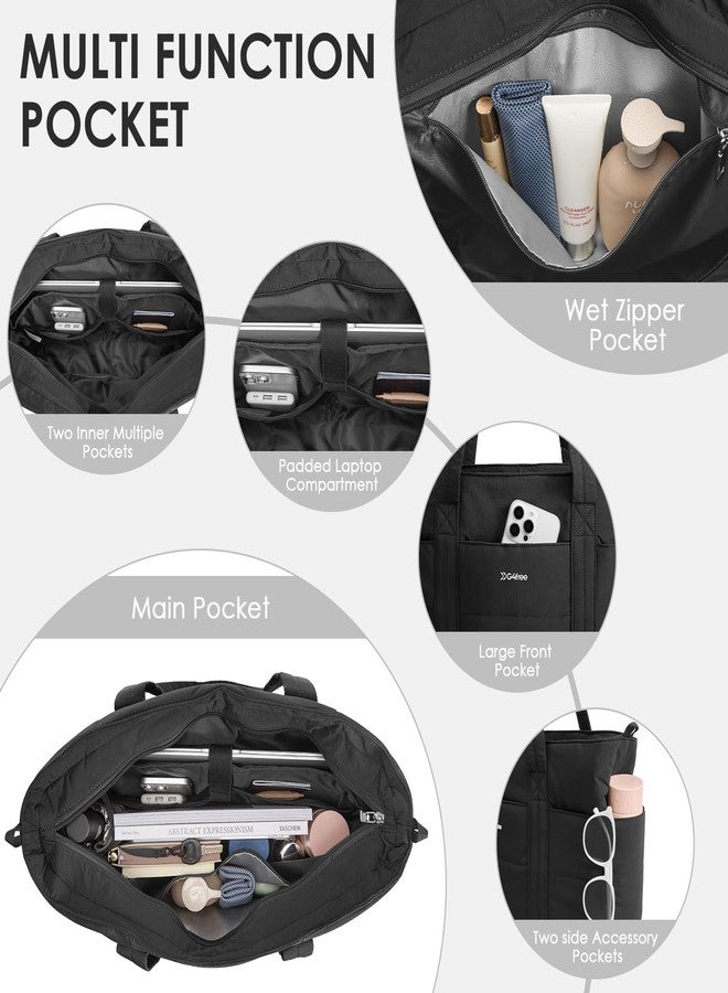 جي4فري حقيبة يد نسائية من G4Free، حقائب عمل مبطنة بأقسام بسحاب، حقيبة يد قابلة للتوسيع للسفر والعمل والرياضة (أسود) - Image 5