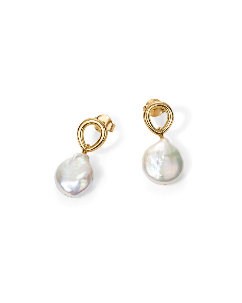 PAVOI 14K Yellow Gold Plated Organic Pearl Earrings for Women - Pearl Statement Drop Bridal Earrings - 925 Sterling Silver Posts Dangle Studs Gold Wedding Jewelry - Image 5