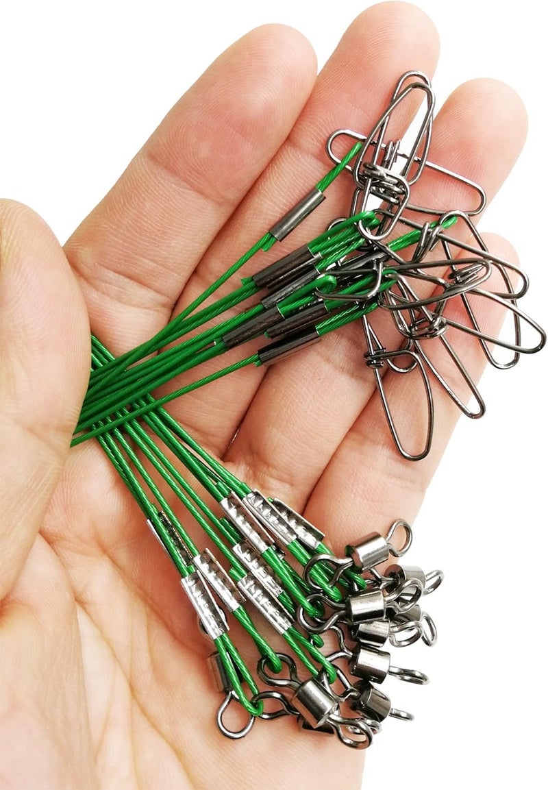 Drchoer Fishing Wire Leaders for Saltwater: 30pcs Stainless Steel Line Leaders Nylon-Coated 19" - 100 LB High Strength Wire Rig for Shark Barracuda Pike Fishing - Image 5