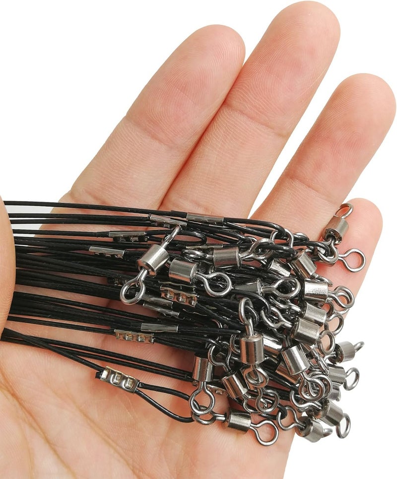 Drchoer Fishing Wire Leaders for Saltwater: 30pcs Stainless Steel Line Leaders Nylon-Coated 19" - 100 LB High Strength Wire Rig for Shark Barracuda Pike Fishing - Image 3
