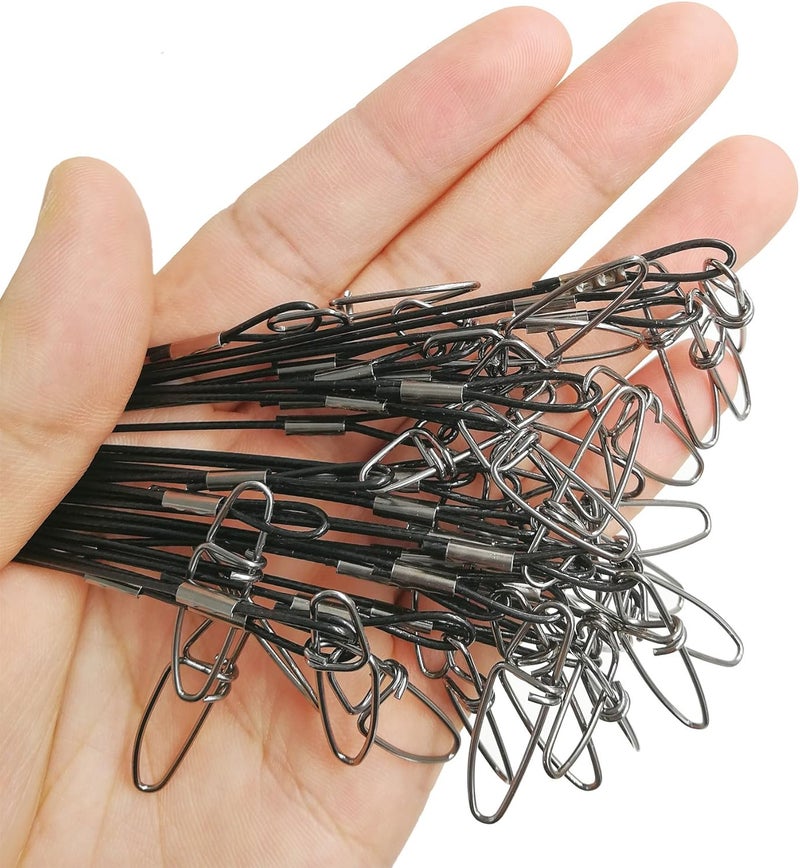 Drchoer Fishing Wire Leaders for Saltwater: 30pcs Stainless Steel Line Leaders Nylon-Coated 19" - 100 LB High Strength Wire Rig for Shark Barracuda Pike Fishing - Image 4
