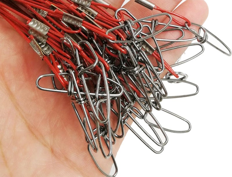 Drchoer Fishing Wire Leaders for Saltwater: 30pcs Stainless Steel Line Leaders Nylon-Coated 19" - 100 LB High Strength Wire Rig for Shark Barracuda Pike Fishing - Image 2
