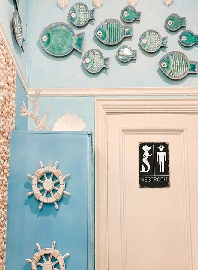Bestylez Funny Mermaid Pirate Vintage Restroom Door Sign Bathroom Decor Use For Nautical,Mermaid,Pirate,Beach,Ship Themed Wall Decor 12" * 8" (515) - Image 2