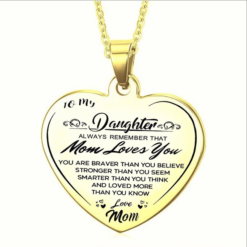 Tomydaughter Stainless Steel Women'S Necklace Heart Engraving Peach Heart Pendant Dad Mom Daughter Gift - Image 4