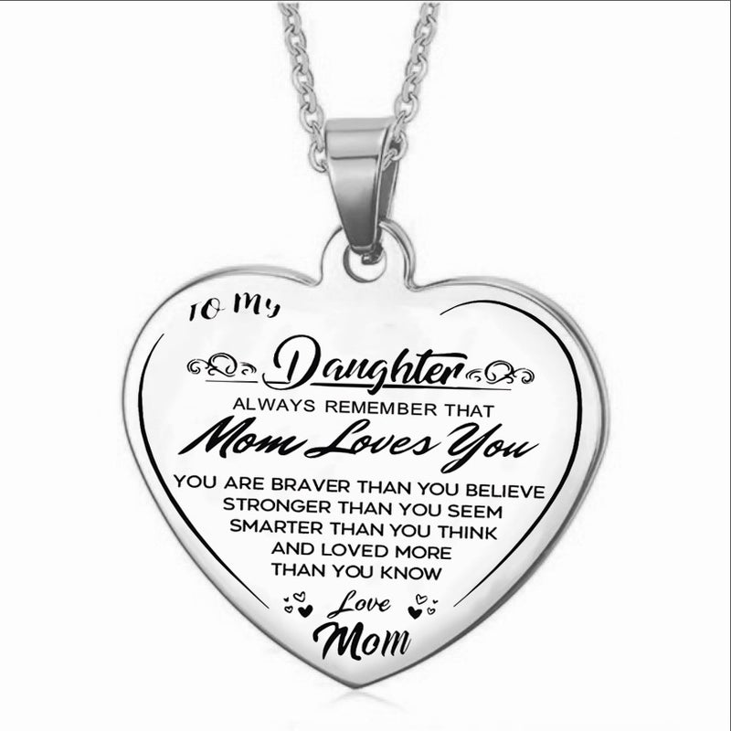 Tomydaughter Stainless Steel Women'S Necklace Heart Engraving Peach Heart Pendant Dad Mom Daughter Gift - Image 5