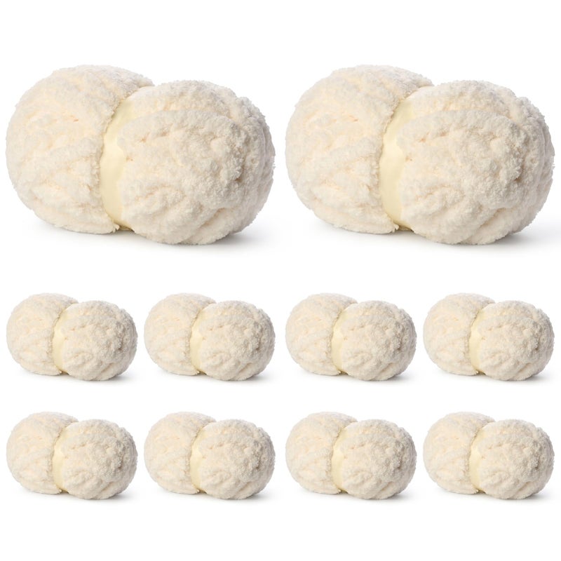 OMoiut 10 Pack of Milky White Soft Jumbo Chunky Yarn for Hand Knitting,Thick Blanket Yarn for Crocheting, #10 Super Bulky Yarns, 220yds/70.5oz Fluffy Chunky Chenille Yarns for Crocheting. - Image 1