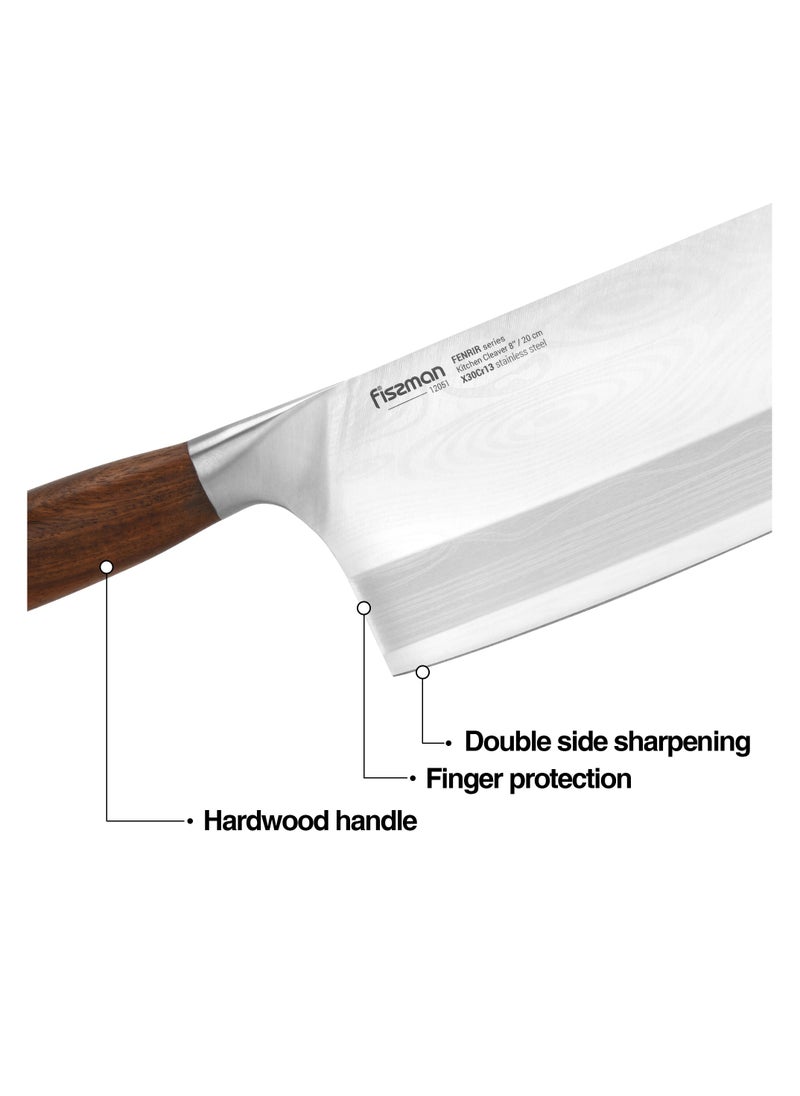 Fissman - Kitchen Cleaver Knife 8'' with Steel Pommel, Meat Kitchen Cleaver Knife Damascus Fenrir Series - Image 1
