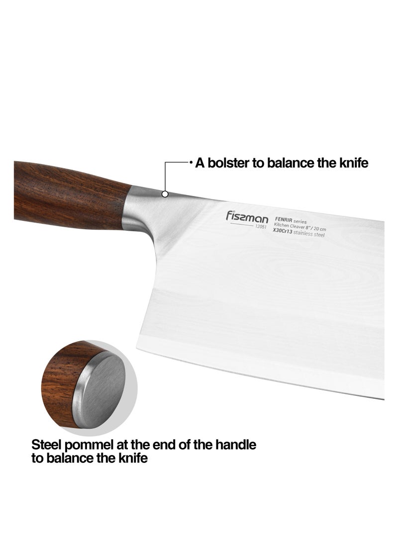 Fissman - Kitchen Cleaver Knife 8'' with Steel Pommel, Meat Kitchen Cleaver Knife Damascus Fenrir Series - Image 1