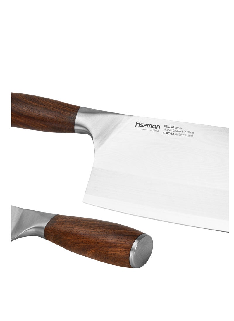 Fissman - Kitchen Cleaver Knife 8'' with Steel Pommel, Meat Kitchen Cleaver Knife Damascus Fenrir Series - Image 1