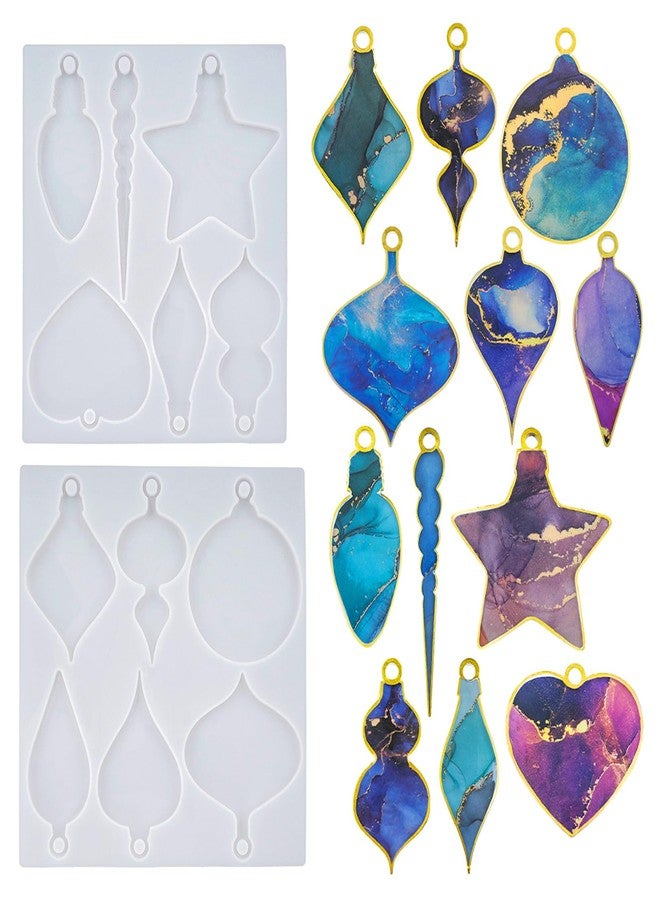 Wehous 2PCS Christmas Resin Molds, Christmas Pendant Keychain Silicone Mold, Christmas Ornament Molds for Epoxy Resin Casting, DIY Resin Accessories Jewelry Art Craft Home Xmas Decor Gift - Image 1