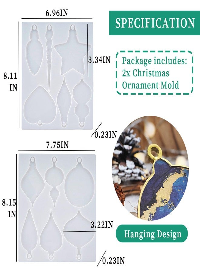 Wehous 2PCS Christmas Resin Molds, Christmas Pendant Keychain Silicone Mold, Christmas Ornament Molds for Epoxy Resin Casting, DIY Resin Accessories Jewelry Art Craft Home Xmas Decor Gift - Image 3