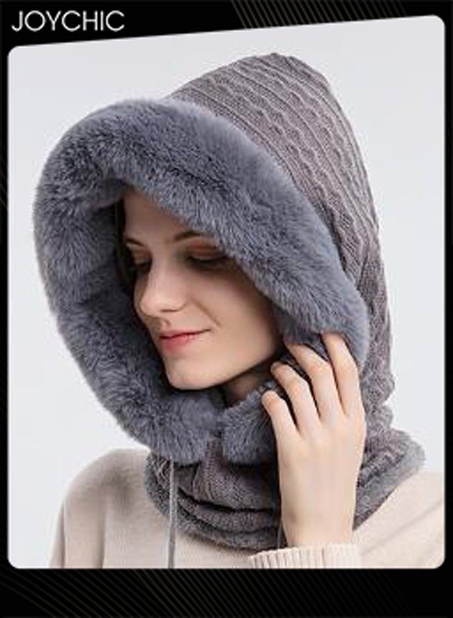 Joychic Autumn and Winter Women Outdoor Cycling Cold Protection Pullover Hat Warm Neck Mask Grey - Image 2
