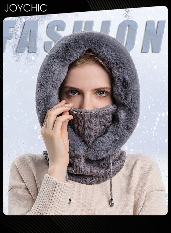 Joychic Autumn and Winter Women Outdoor Cycling Cold Protection Pullover Hat Warm Neck Mask Grey - Image 1
