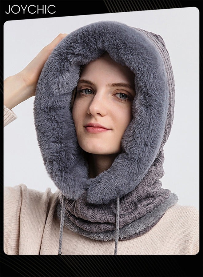 Joychic Autumn and Winter Women Outdoor Cycling Cold Protection Pullover Hat Warm Neck Mask Grey - Image 3