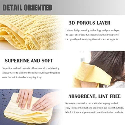 Automaze 3D Texture Premium Chamois, Synthetic Drying Towel for Car/Home/Office, High Water Abosrbant Multipurpose Chamois Towel Cloth(Big Size, Pack of 1) - Image 2