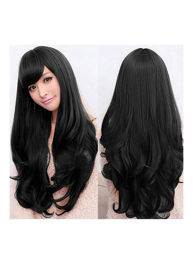 Loquat Fashion Lolita Curly Wavy Long Full Wig Heat Resistant Cosplay Party Hair Black 0.25kg