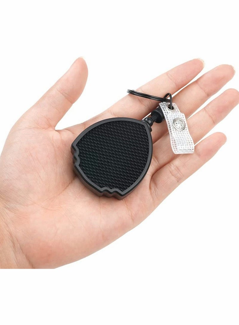 2 Pcs Retractable Keychain, Heavy Duty Carabiner Badge Holder, Tactical ID Badge Reel Clips Holder with 23.6 Inch Steel Retractable Cord for Hanging ID Card Name Key Chain (Black)