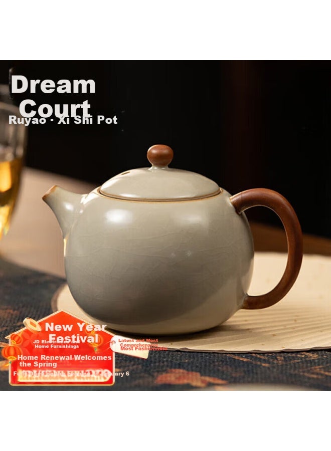 Mengting Ru Kiln Teapot, Kung Fu Tea Brewing Pot, Single Pot For Home Use, Split Open Design, Suitable For Small Teapots, Ceramic Xishi Pot, 200ml - Image 1