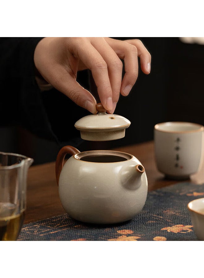 Mengting Ru Kiln Teapot, Kung Fu Tea Brewing Pot, Single Pot For Home Use, Split Open Design, Suitable For Small Teapots, Ceramic Xishi Pot, 200ml - Image 3