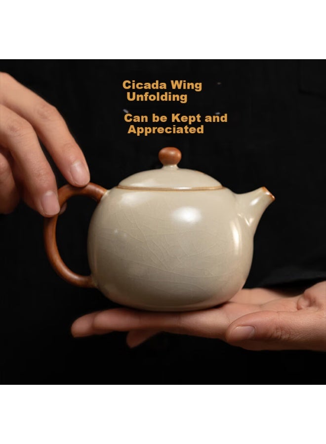Mengting Ru Kiln Teapot, Kung Fu Tea Brewing Pot, Single Pot For Home Use, Split Open Design, Suitable For Small Teapots, Ceramic Xishi Pot, 200ml - Image 2