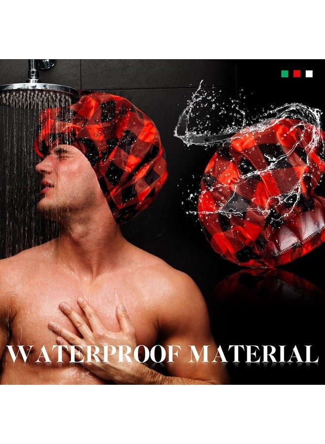 Jeere Shower Cap for Men Waterproof Reusable Shower Cap Large Bath Cap Men Shower Cap for Dreadlocks, Braids, Curls, Locs, Curly Hair,3 Colors (Plaid Pattern) - Image 5