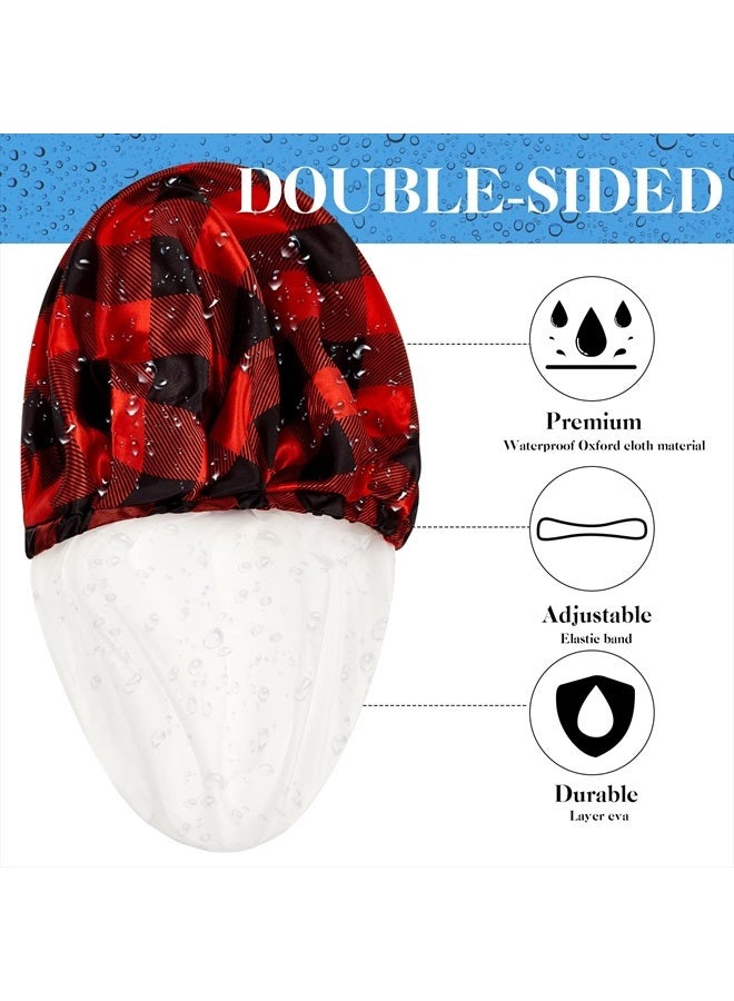 Jeere Shower Cap for Men Waterproof Reusable Shower Cap Large Bath Cap Men Shower Cap for Dreadlocks, Braids, Curls, Locs, Curly Hair,3 Colors (Plaid Pattern) - Image 3