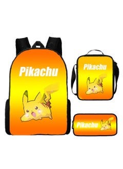 Pikachu New Cartoon Anime Student Backpack Three-Piece Set 29*42*16cm 