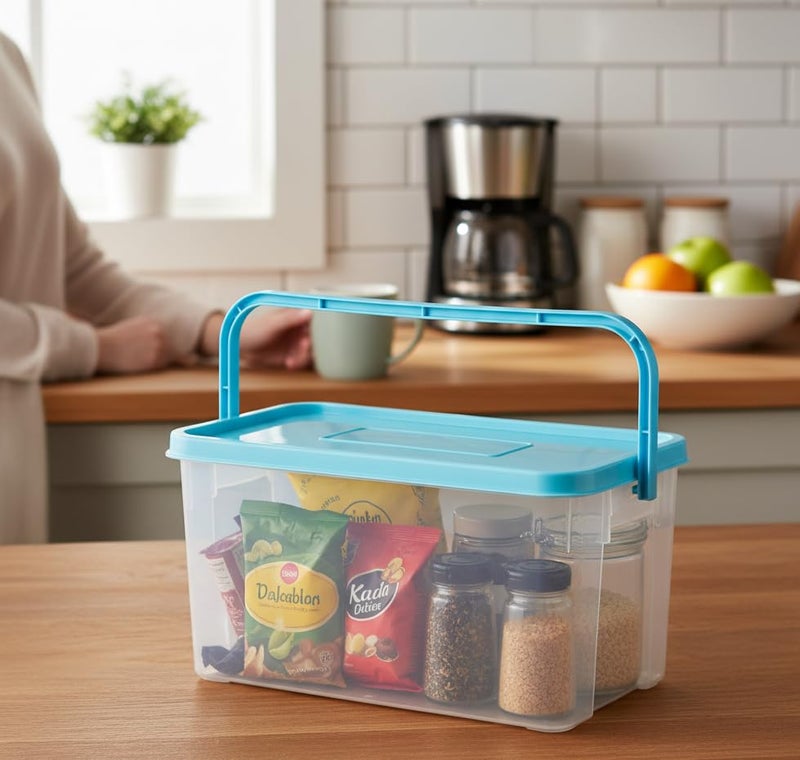 Gluman Polypropylene Pick N Carry Multipurpose Storage Box With Lid (3.3 Litre) | Dishwasher Safe | Freezer Safe | 100% Food Grade | Recyclable (Blue) - Image 5