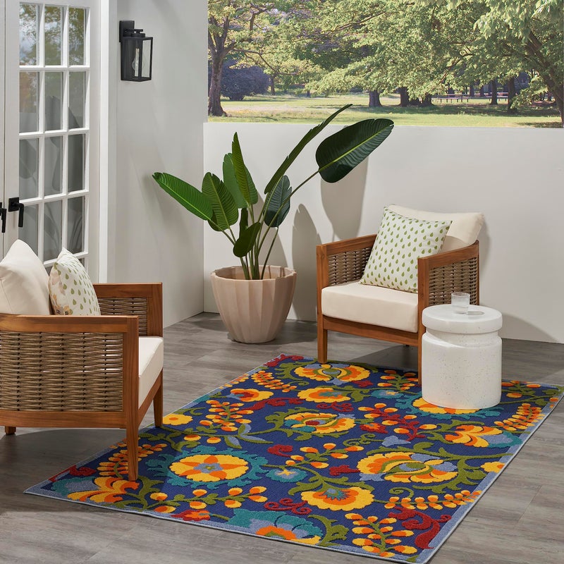Nourison Home Aloha Navy Multicolor 3'6" x 5'6" Area Rug - Easy Clean, Non Shedding, Bed Room, Living Room, Dining Room, Kitchen (4' x 6') - Image 3