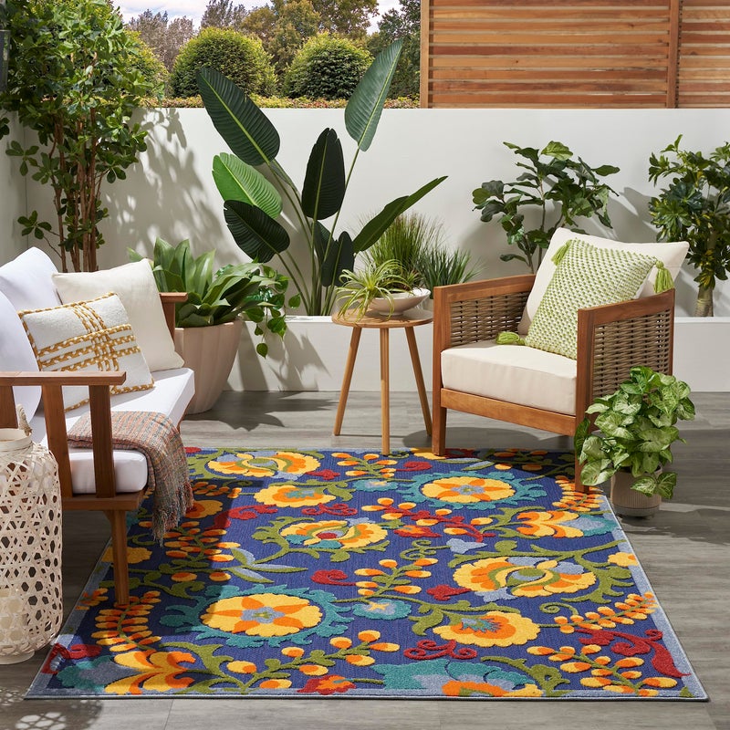 Nourison Home Aloha Navy Multicolor 3'6" x 5'6" Area Rug - Easy Clean, Non Shedding, Bed Room, Living Room, Dining Room, Kitchen (4' x 6') - Image 5